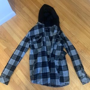Grey and Black Flannel with Hood